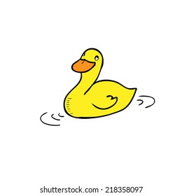 Duck swimming cartoon drawing vector