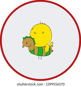 Duck in the swimming circle. Vector graphics