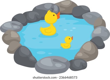 duck swimming in the pond vector illustration