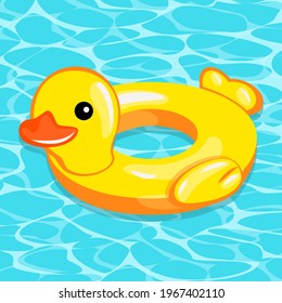 Duck. Swimming ring, inflatable ring, pool and sea circle. Vector graphics on an isolated background.