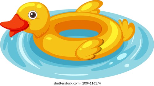 Duck swimming ring in the water isolated illustration