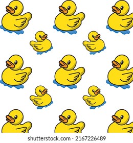 duck swimming vector illustration seamless farm animals poultry rural concept poster flyer on wrapper clothing design white background
