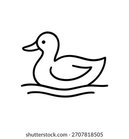 Icono de la línea del Vector de la natación del pato en un fondo blanco
Icono de línea de Vector sobre un fondo blanco