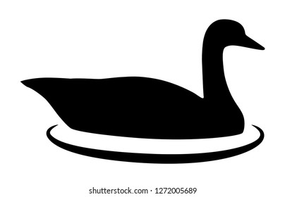 A duck swimming in water causing a ripple flat vector icon for animal apps and websites
