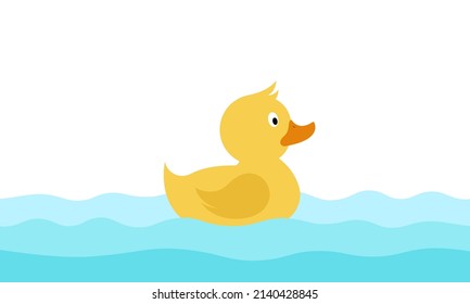 Duck swimming in the water. Flat cartoon style vector illustration 