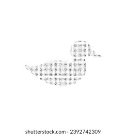 The duck symbol filled with black dots. Pointillism style. Vector illustration on white background