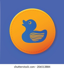 Duck symbol on yellow button,vector