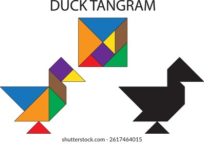 Duck Tangram Puzzle. Education and Creativity.
