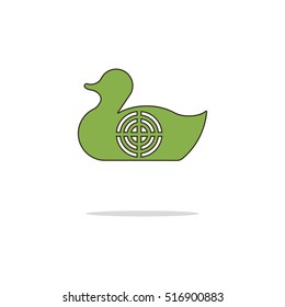 Duck target color thin line icon.Vector illustration