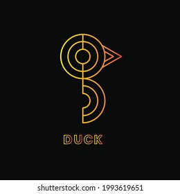 Duck Target Logo Concept. Line Logotype. Yellow, Orange and Black. Gradient. Logo, Icon, Symbol and Sign
