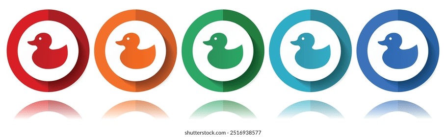 Duck toy, bird vector icons, flat icon set for logo design, webdesign and mobile applications, colorful web button collection in eps 10