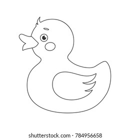 Duck toy coloring book.Isolated on white background.Line art design.Vector illustration