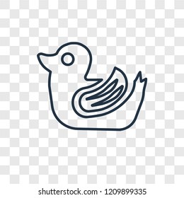 Duck toy concept vector linear icon isolated on transparent background, Duck toy concept transparency concept in outline style