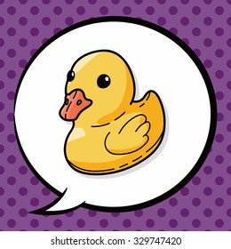 duck toy doodle, speech bubble