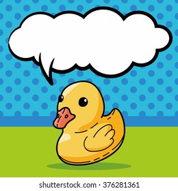 duck toy doodle, speech bubble