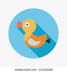Duck toy flat icon with long shadow,eps 10