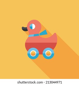 duck toy flat icon with long shadow,eps10