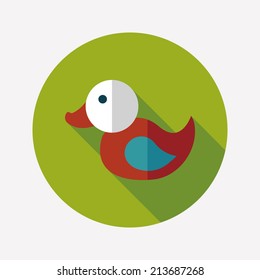 Duck toy flat icon with long shadow,eps 10