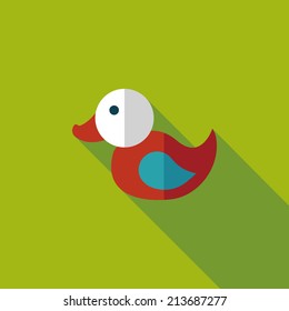 Duck toy flat icon with long shadow,eps 10