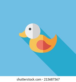 Duck toy flat icon with long shadow,eps 10