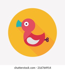 Duck toy flat icon with long shadow,eps 10