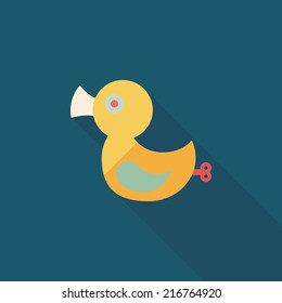 Duck toy flat icon with long shadow,eps 10