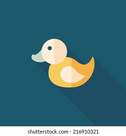 Duck toy flat icon with long shadow,eps 10