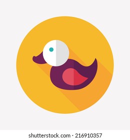 Duck toy flat icon with long shadow,eps 10