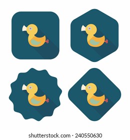 Duck toy flat icon with long shadow,eps 10