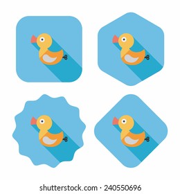 Duck toy flat icon with long shadow,eps 10