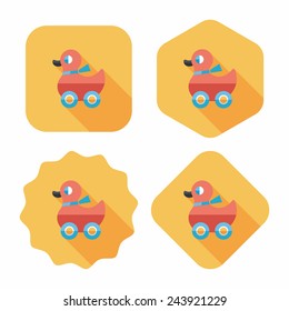 duck toy flat icon with long shadow,eps10