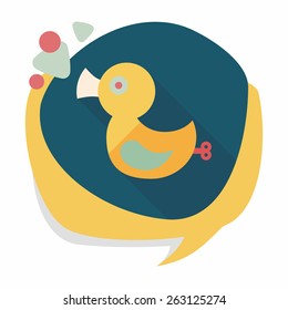 Duck toy flat icon with long shadow,eps 10