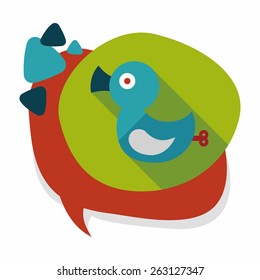Duck toy flat icon with long shadow,eps 10