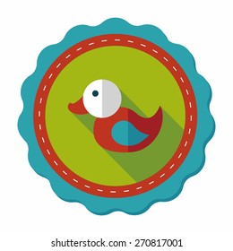 Duck toy flat icon with long shadow,eps 10