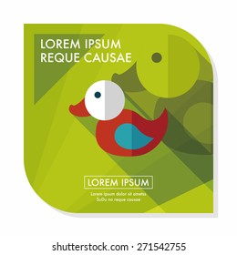 Duck toy flat icon with long shadow,eps 10