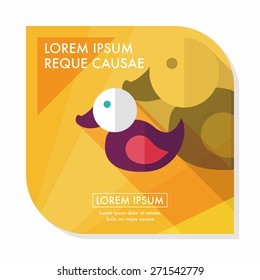 Duck toy flat icon with long shadow,eps 10