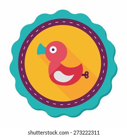 Duck toy flat icon with long shadow,eps 10