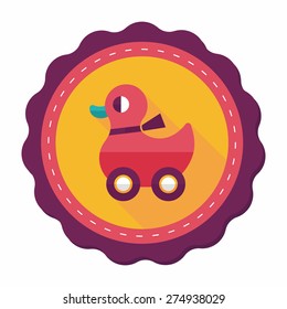 duck toy flat icon with long shadow,eps10