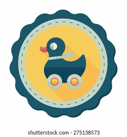 duck toy flat icon with long shadow,eps10