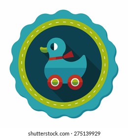 duck toy flat icon with long shadow,eps10