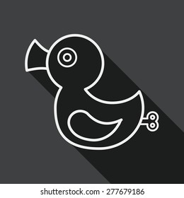 Duck toy flat icon with long shadow,eps 10, line icon