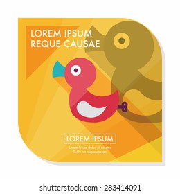 Duck toy flat icon with long shadow,eps 10