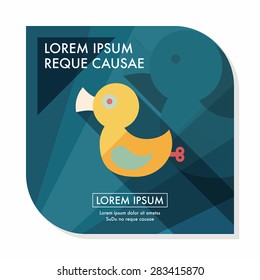 Duck toy flat icon with long shadow,eps 10