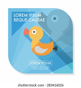 Duck toy flat icon with long shadow,eps 10