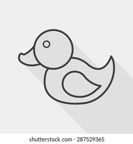 Duck toy flat icon with long shadow,eps 10, line icon