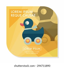 duck toy flat icon with long shadow,eps10