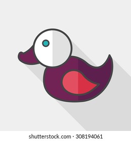Duck toy flat icon with long shadow,eps 10