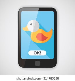 Duck toy flat icon with long shadow,eps 10