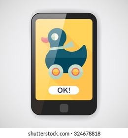 duck toy flat icon with long shadow,eps10