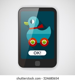duck toy flat icon with long shadow,eps10